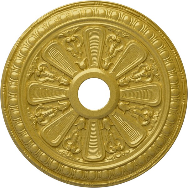 Ekena Millwork Bristol Ceiling Medallion (Fits Canopies up to 3 7/8"), 23 1/2"OD x 3 7/8"ID x 1"P, Rich Gold CM23BIRGS - main